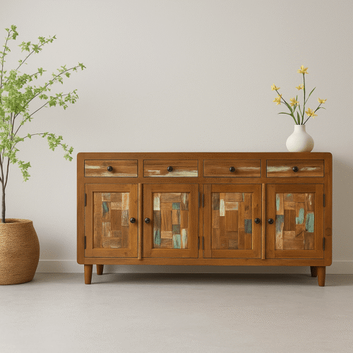 Kleurrijk dressoir Namaste van gerecycled sloophout – Daan Hout